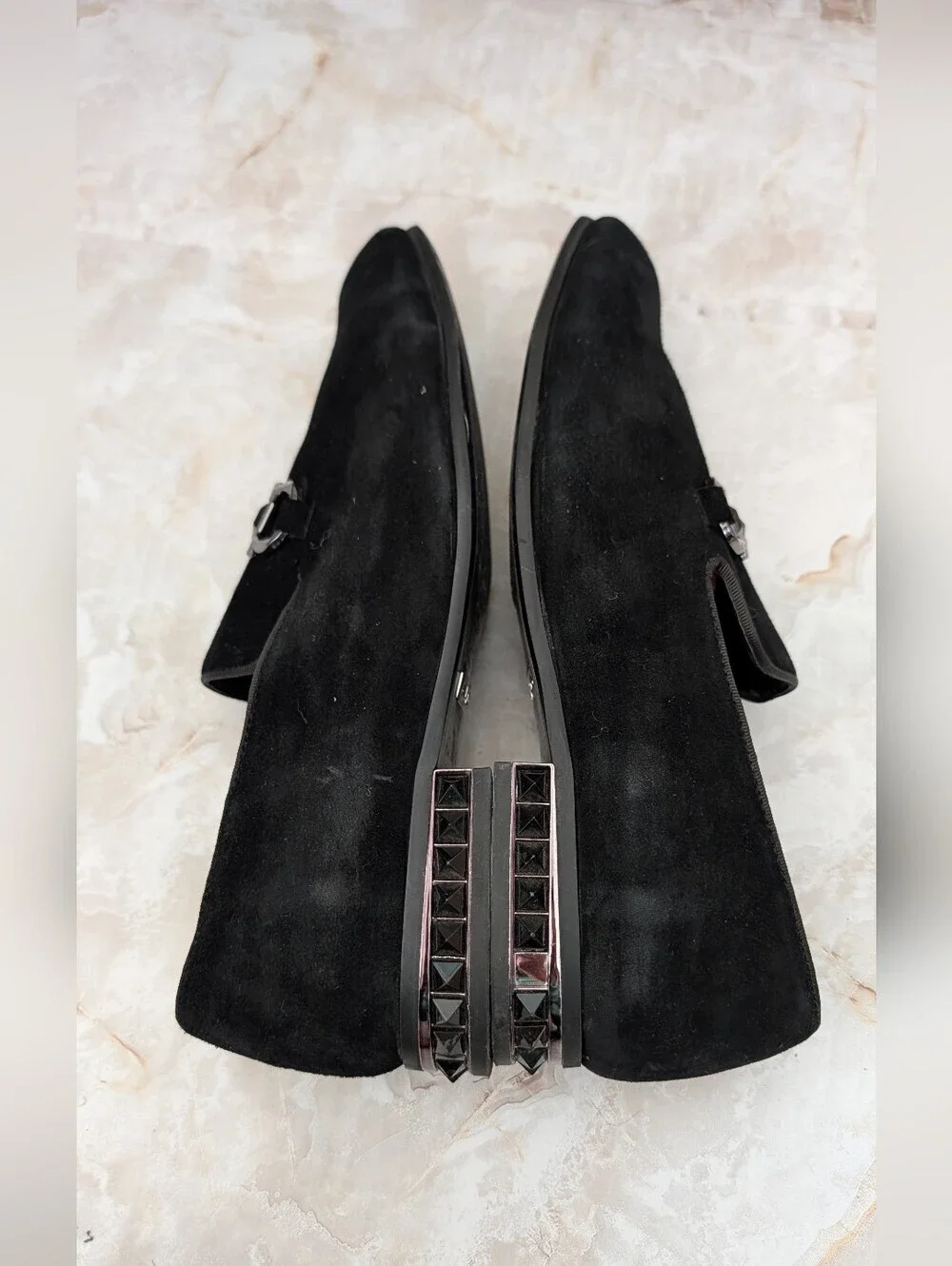 ALDO Men’s Black Suede Slip-On Loafers with Metal Bit Men Sz 10.5